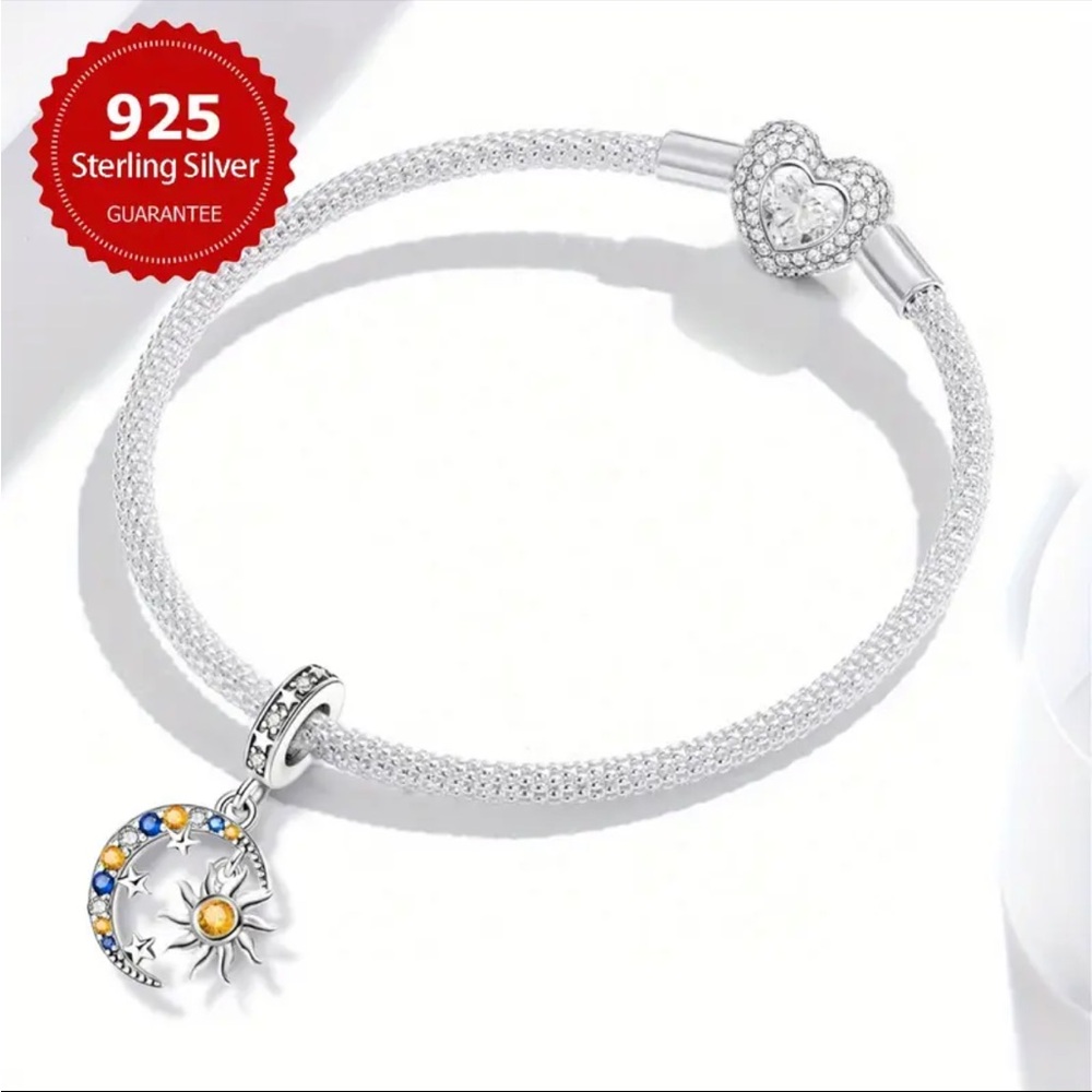925 Moon Sun & Stars Charm For Pandora Bracelets & Most Others-NEW - Picture 4 of 4